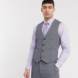 ASOS DESIGN Skinny Suit Vest Wool Blend Microcheck